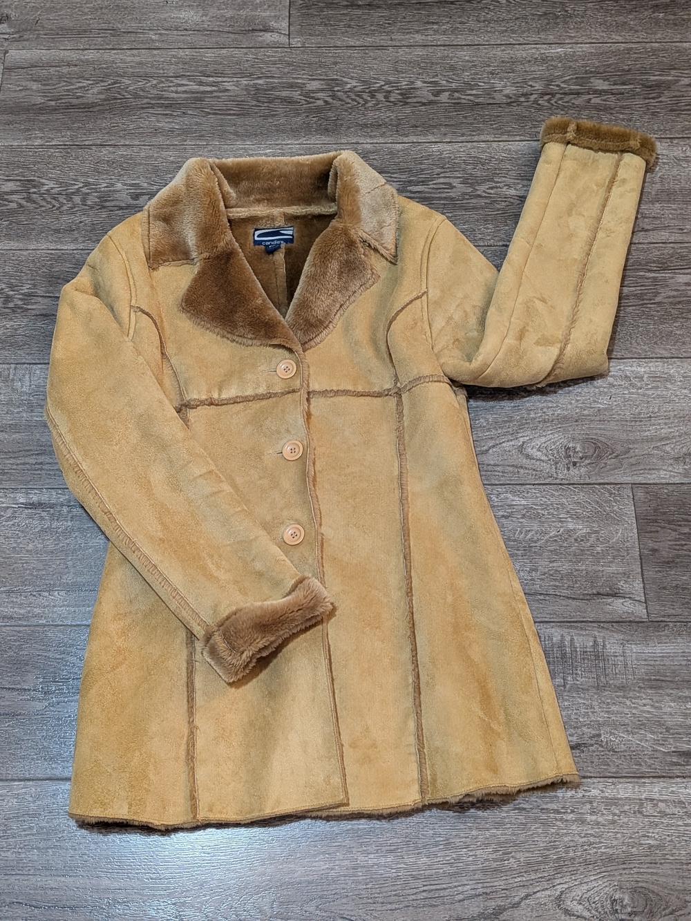 Candie's Vintage Y2K Penny Lane Faux Suede Fur Trim Boho Shaggy Jacket M